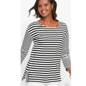 Talbots Black & White Striped Top